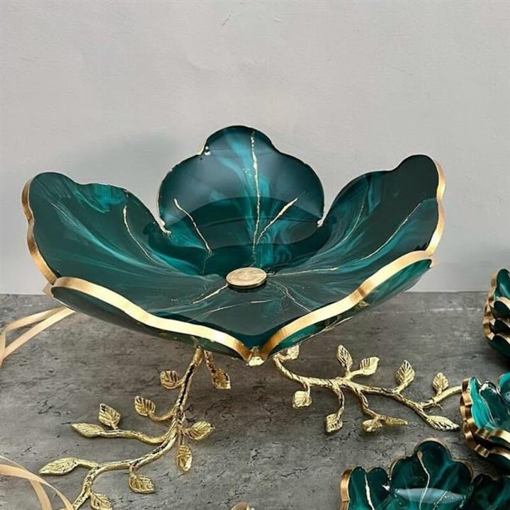 میوه خوری طرح گل  رزینی با پایه برگ برنجی